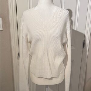 VINCE White V-Neck Sweater